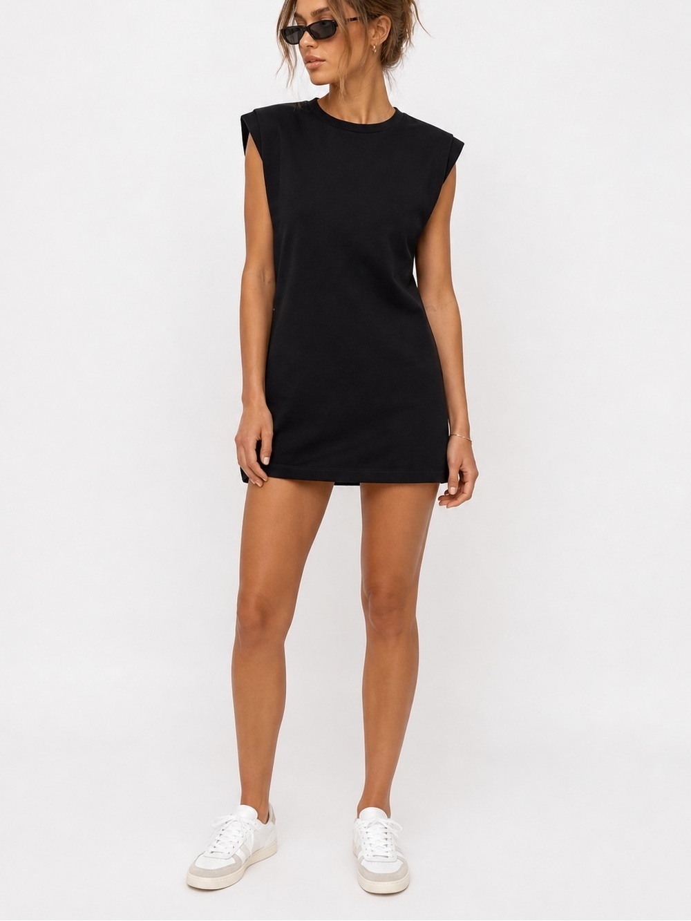 Anine Bing Tanner Black Shoulder Pad Dress Size S
